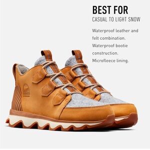 Sorel Kinetic Caribou Boot Sz 7.5 Gray Felt/Camel Brown